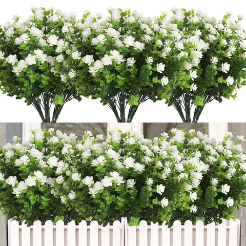 RECUTMS artificial outdoor plants bundle adds year-round color to porch decor.