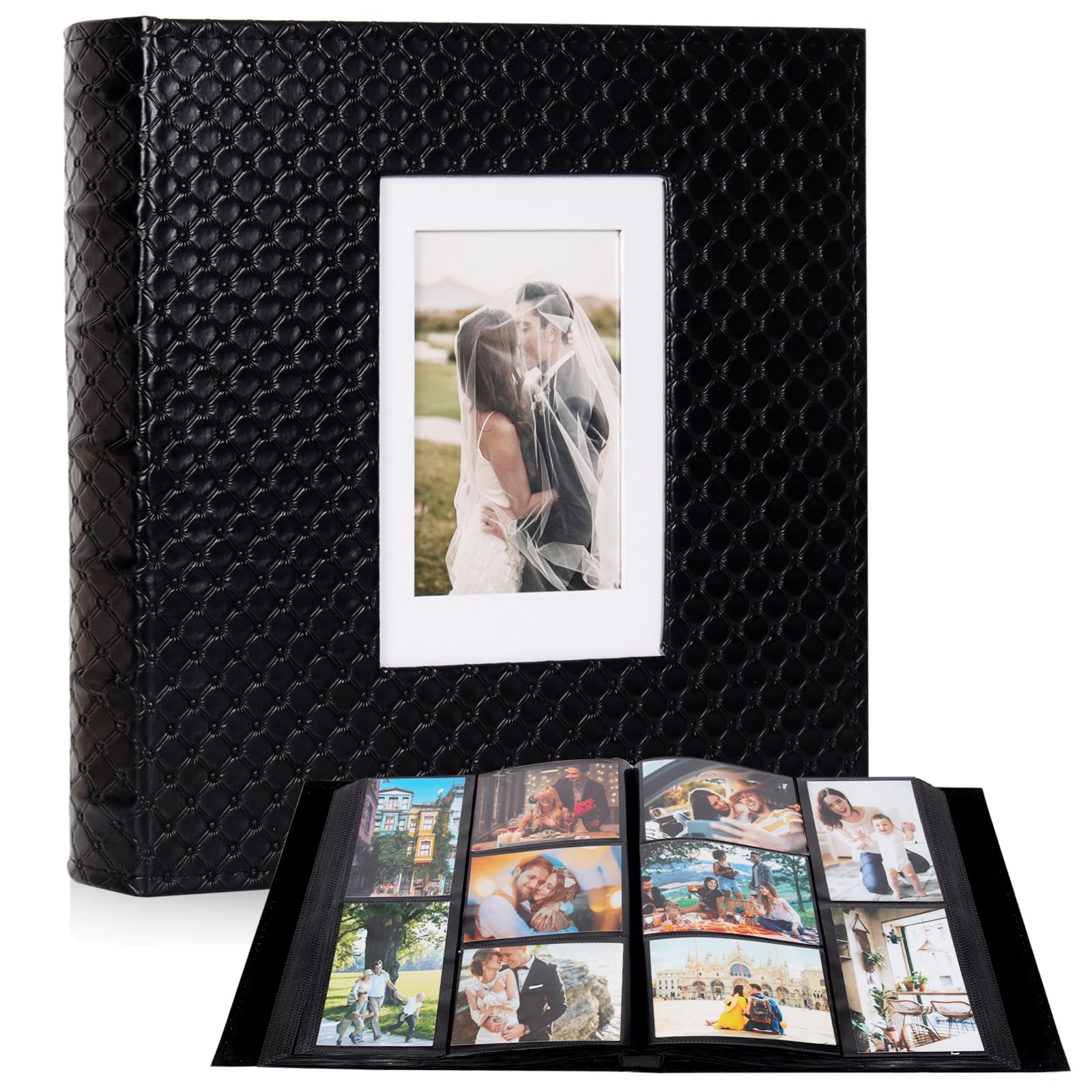 RECUTMS black leather cover highlights sturdy craftsmanship for lasting memories.