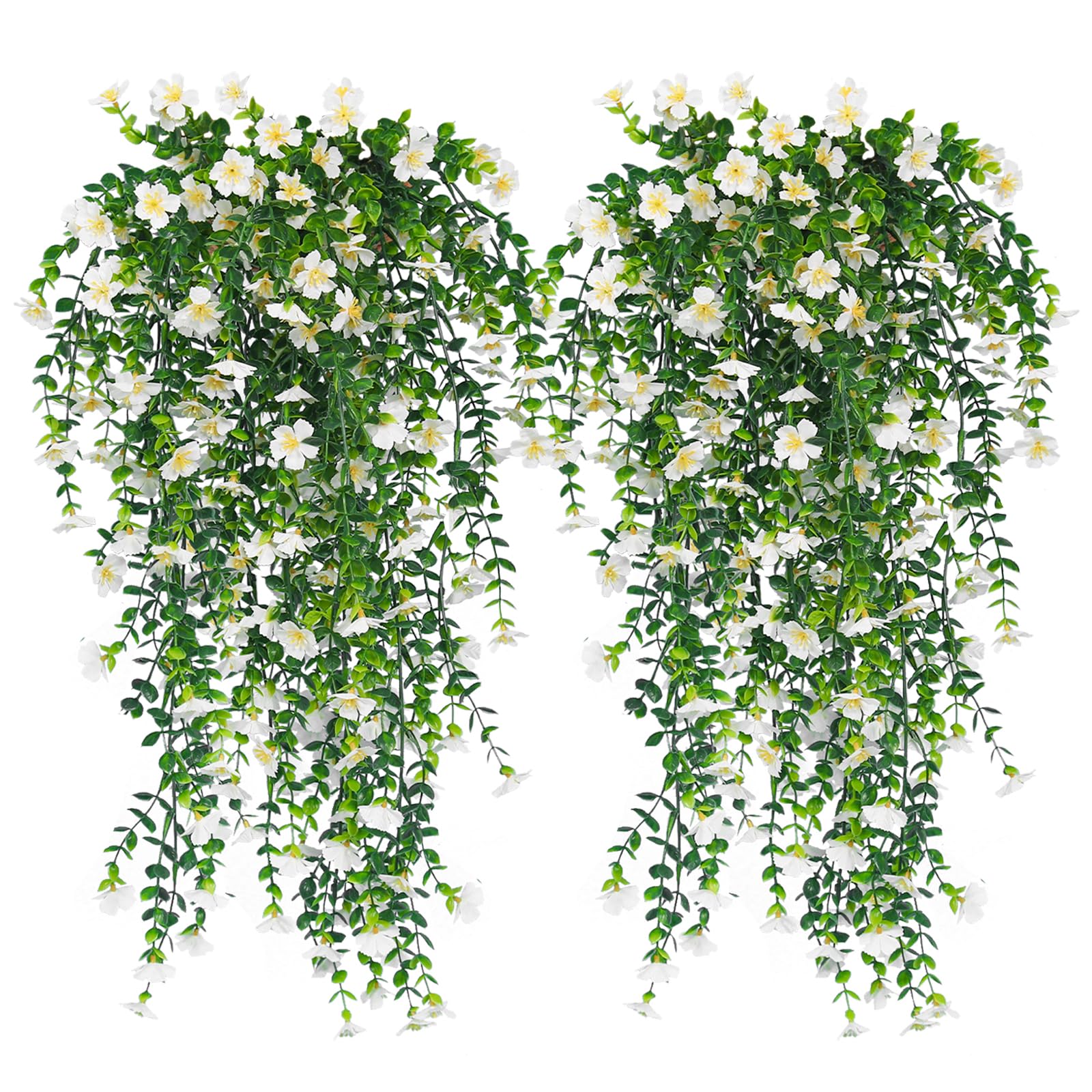RECUTMS daisy hanging flowers close-up show lifelike petals and dense leaves for outdoor décor.