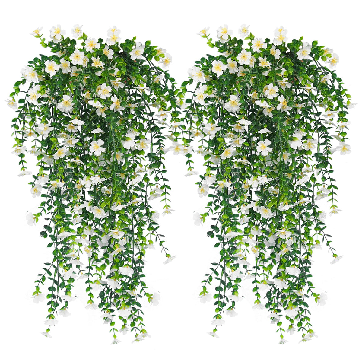 RECUTMS daisy hanging flowers close-up show lifelike petals and dense leaves for outdoor décor.