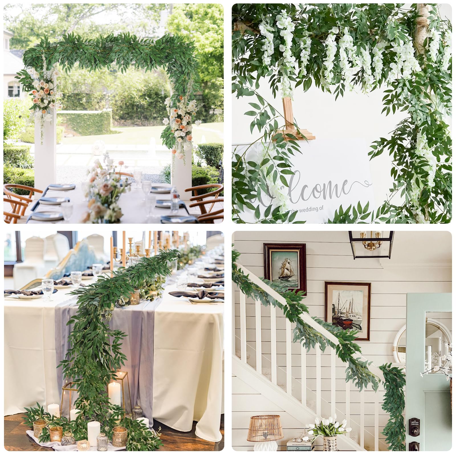 Recutms fake willow garland with silk leaves for outdoor decor