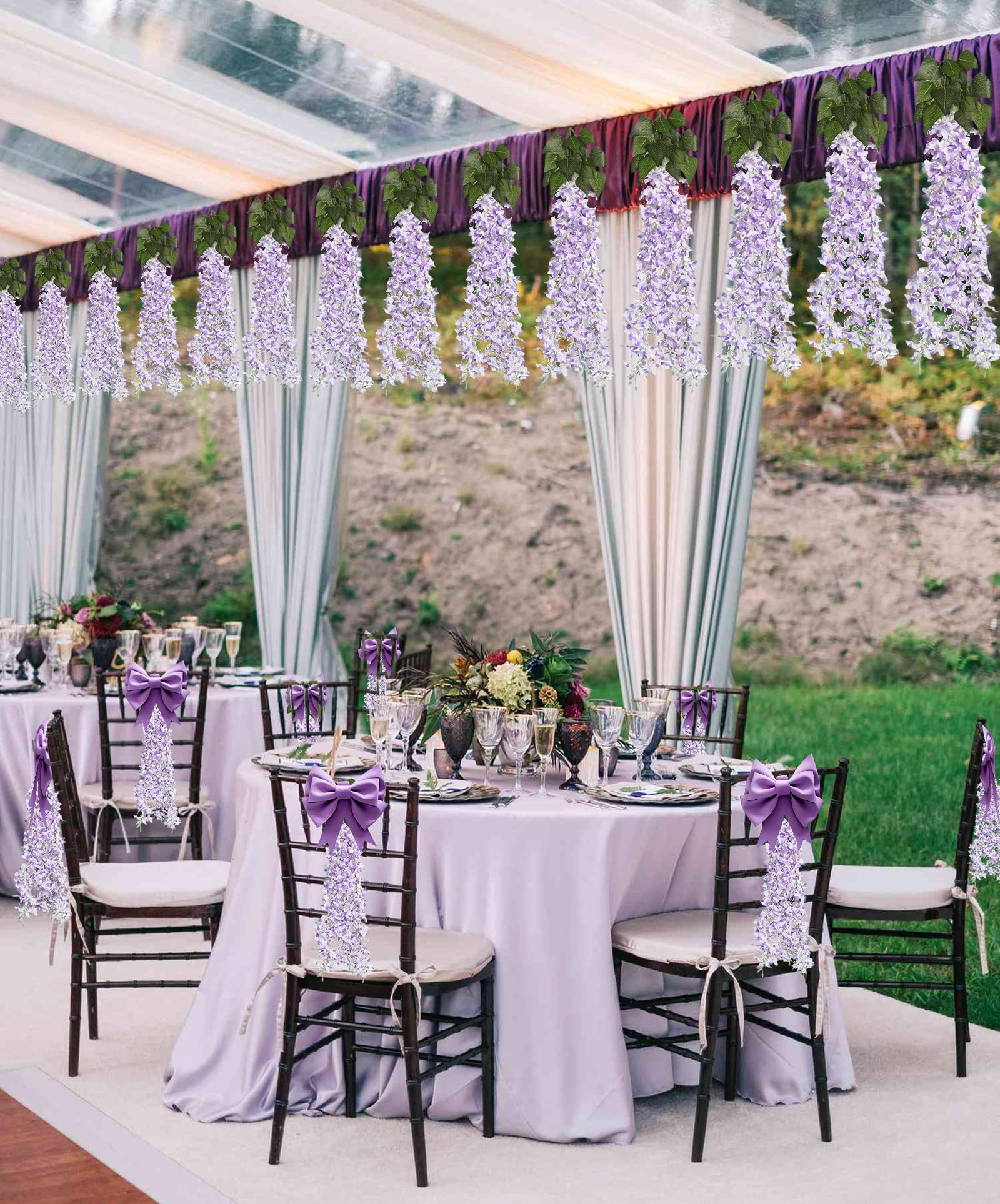 RECUTMS indoor outdoor floral wall with lilac garland for elegant spaces