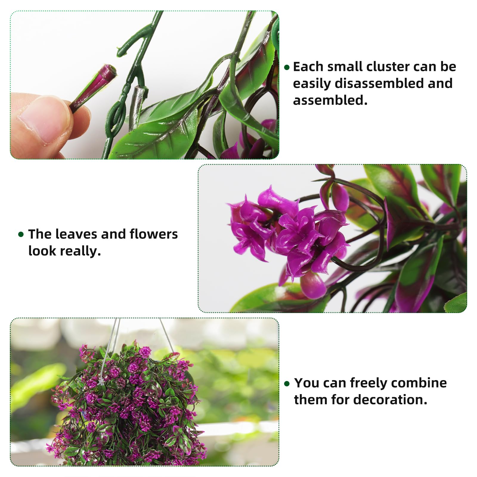 RECUTMS faux stems with iron wire allow easy shaping for versatile arrangements.