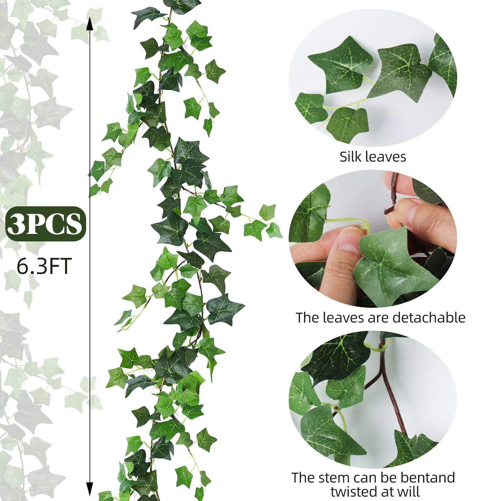 RECUTMS ivy garland full-length view ideal for indoor wall accents.