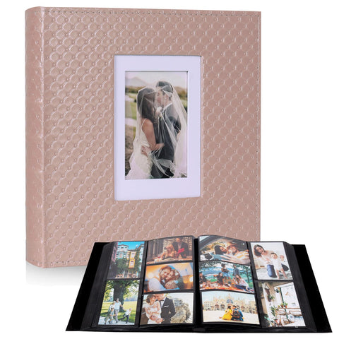 RECUTMS large-capacity album cover highlighting capacity to store 600 photos securely.