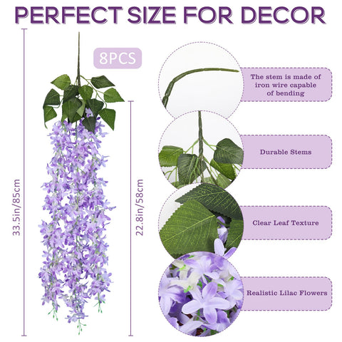 RECUTMS lilac garland with green leaves and flexible wire for easy shaping