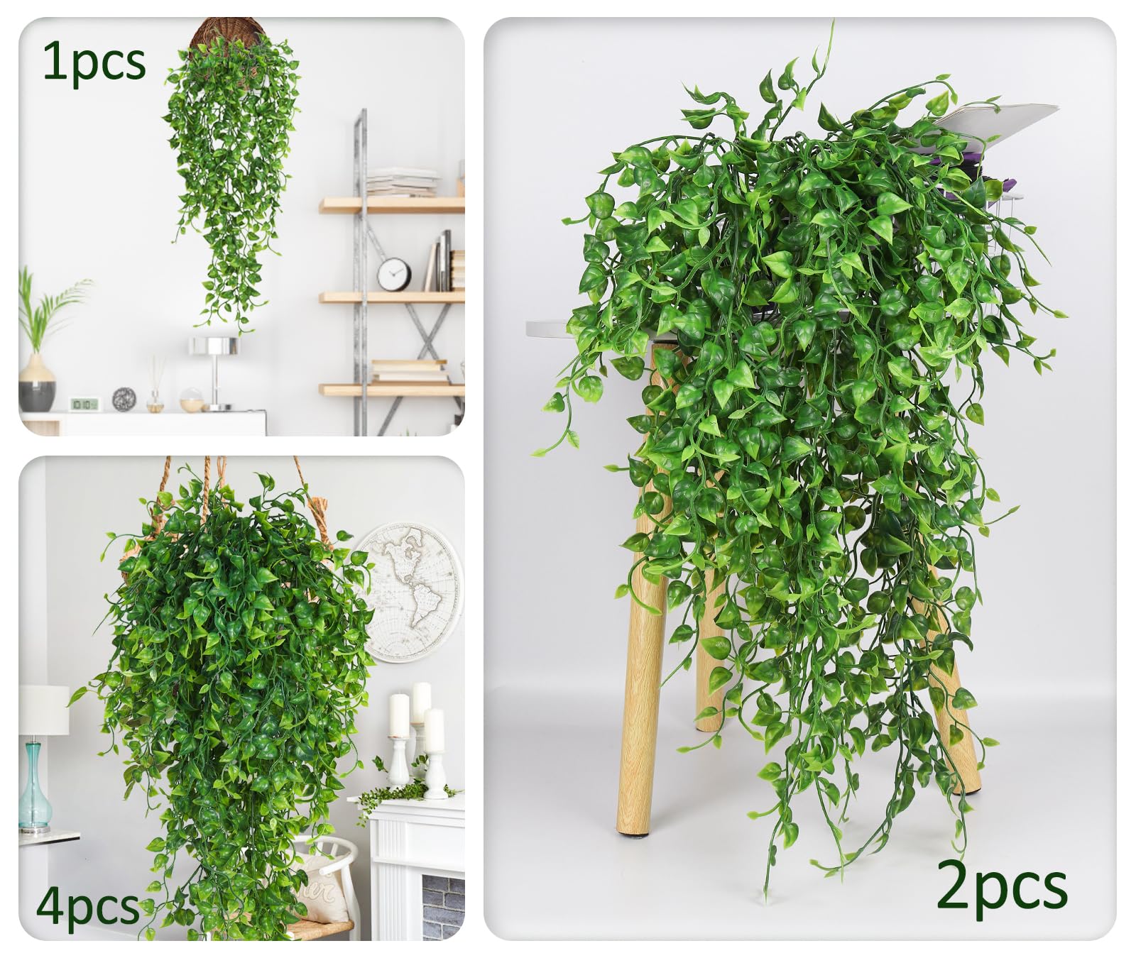 RECUTMS no-maintenance hanging plants ideal for year-round indoor or patio decor.
