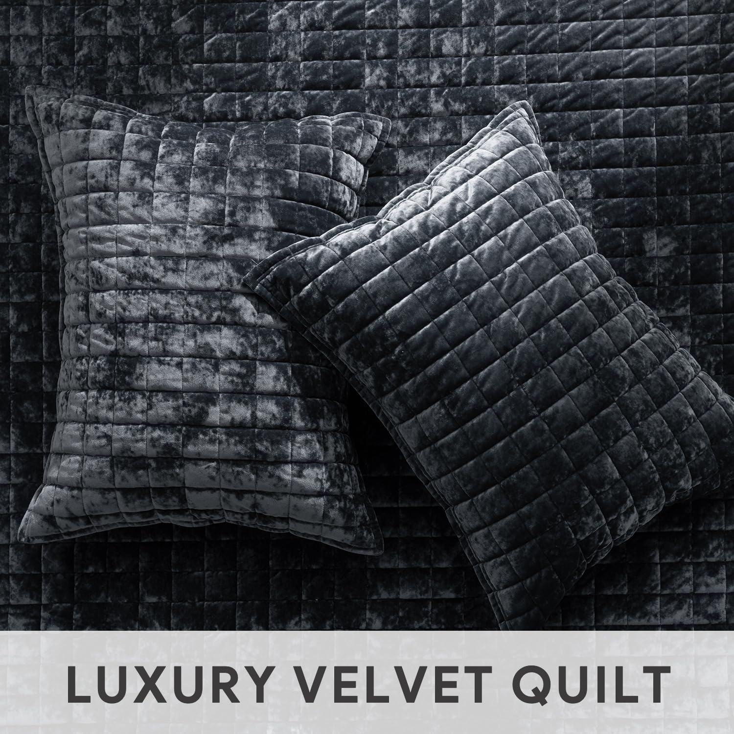 RECYCO black velvet quilt-set bedroom decor shows versatile color for interiors