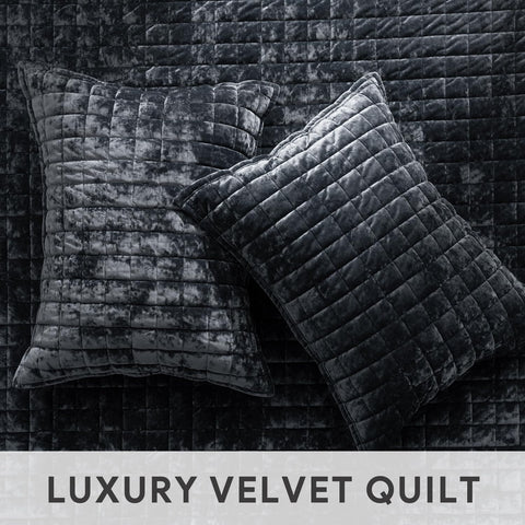 RECYCO black velvet quilt-set bedroom decor shows versatile color for interiors