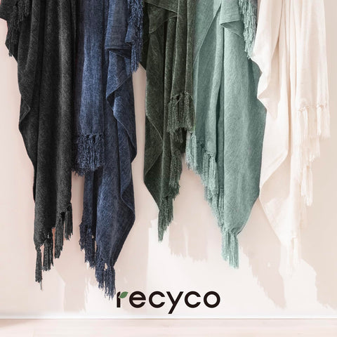 RECYCO throw blanket close-up of soft chenille fibers