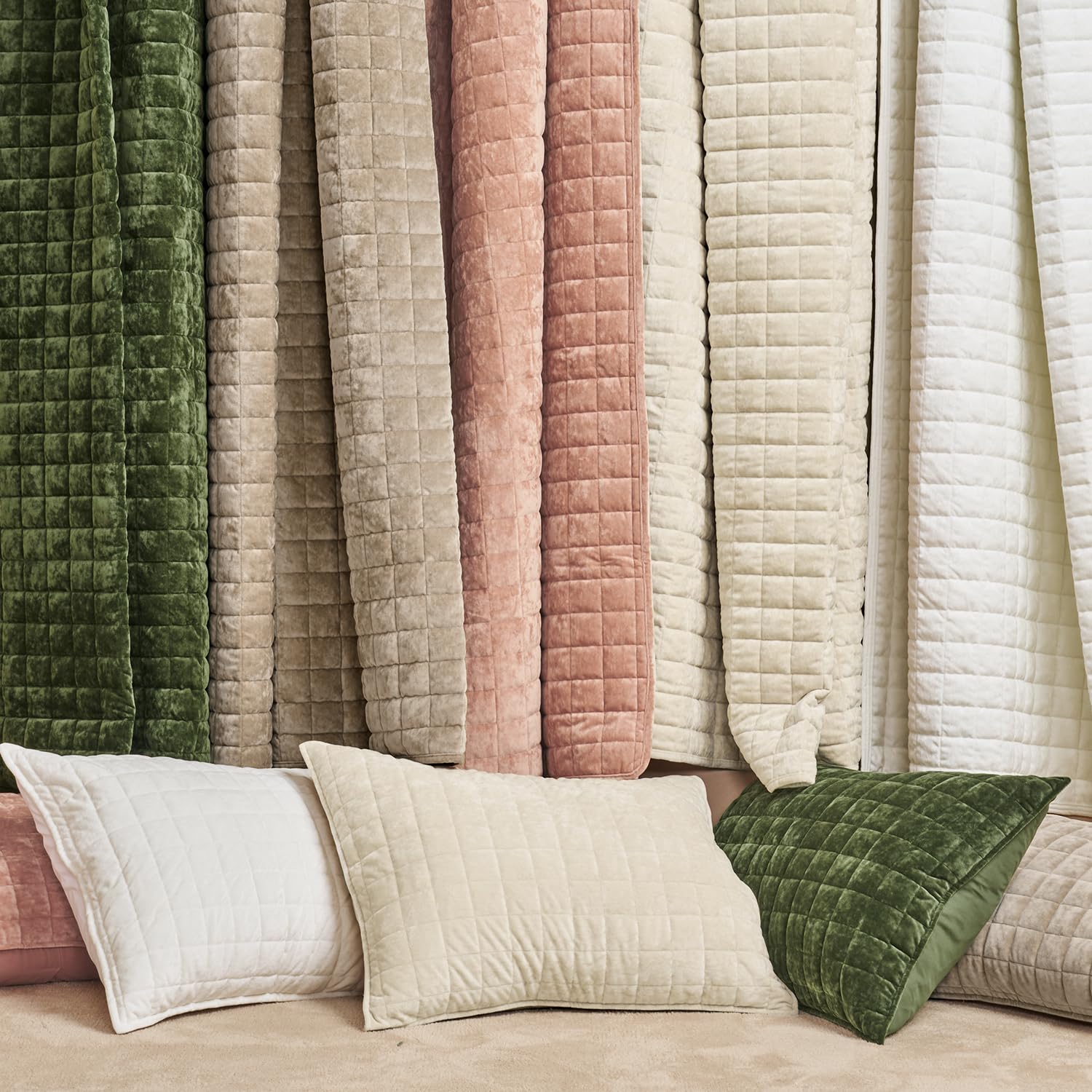 RECYCO Velvet Quilt includes two shams in loden green
