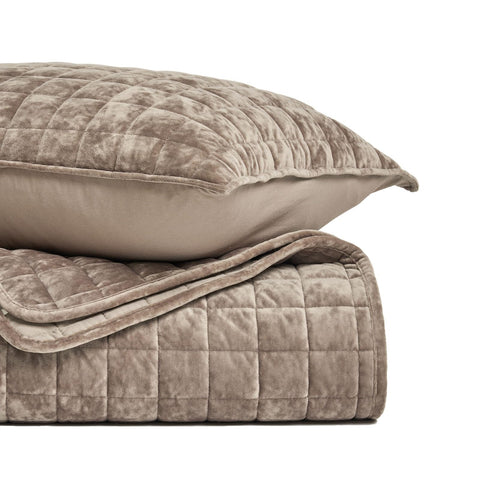 RECYCO velvet quilt queen — natural tan color for versatile décor
