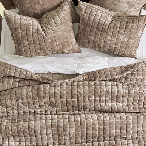 RECYCO velvet quilt queen — oversized bedspread with floor-length drape