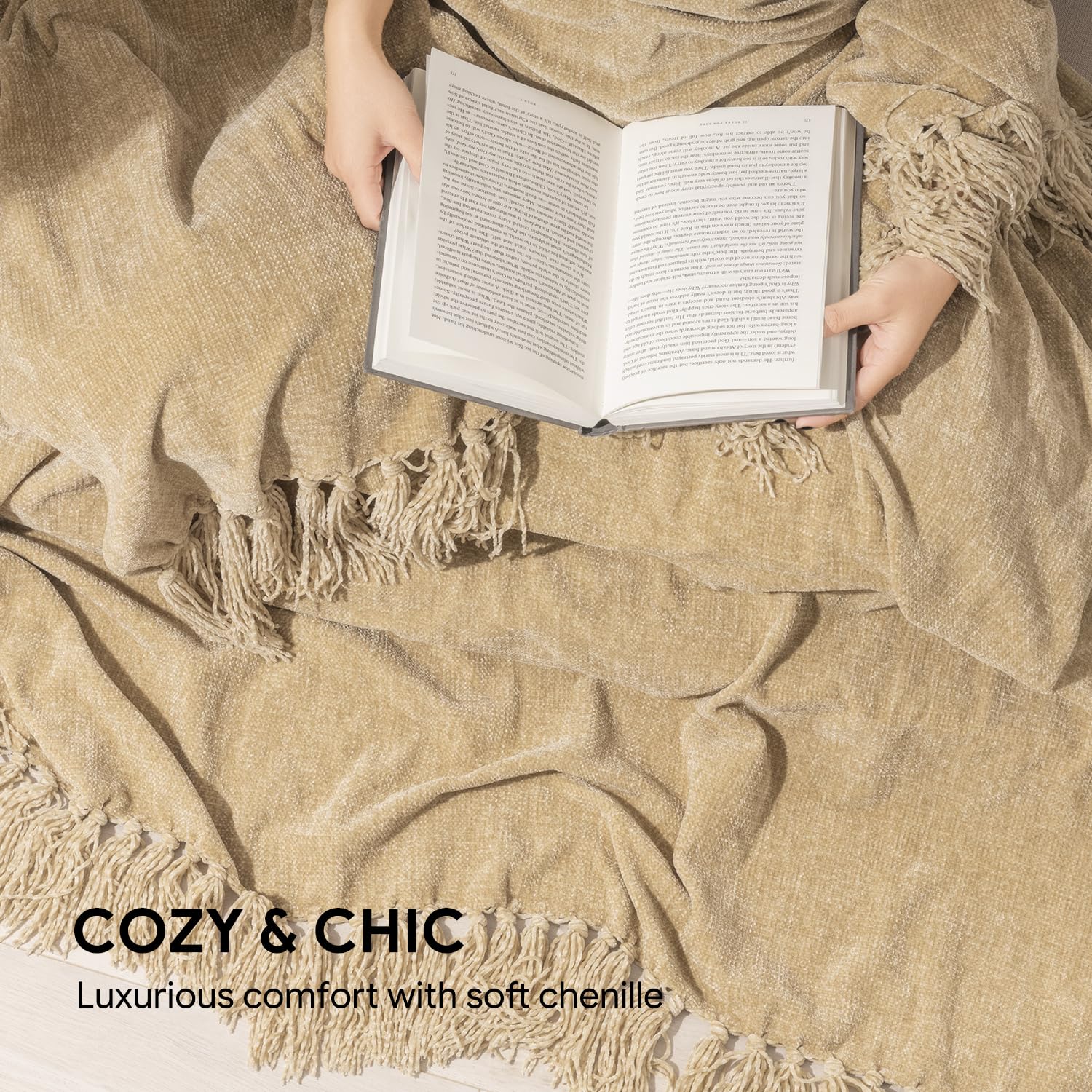 RECYCO throw blanket draped over sofa for comfortable lounging.