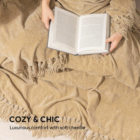 RECYCO throw blanket draped over sofa for comfortable lounging.
