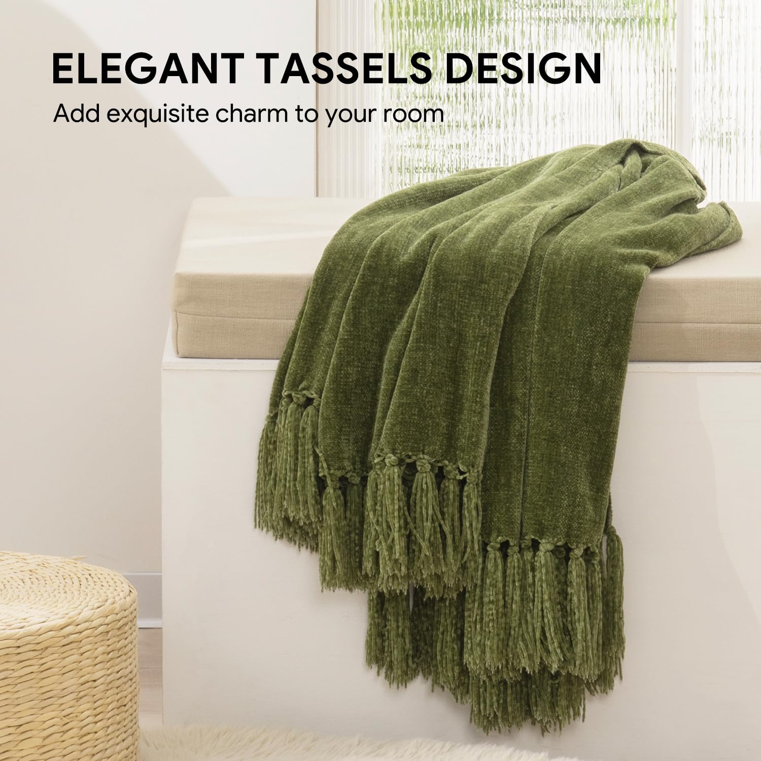 RECYCO throw blanket close-up shows silky soft, breathable chenille texture
