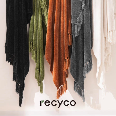 RECYCO throw blanket stitching highlights durable weave and longevity