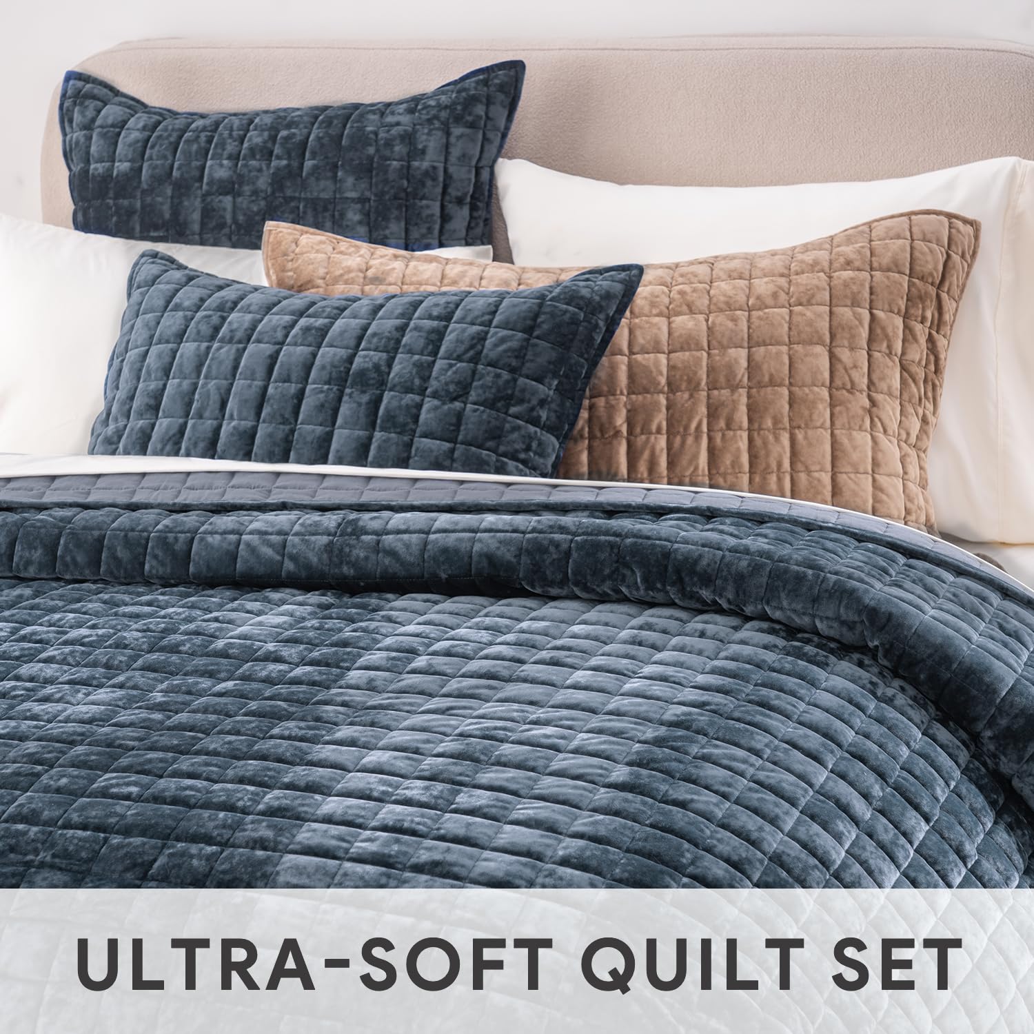 RECYCO velvet comforter detail showing secure seams