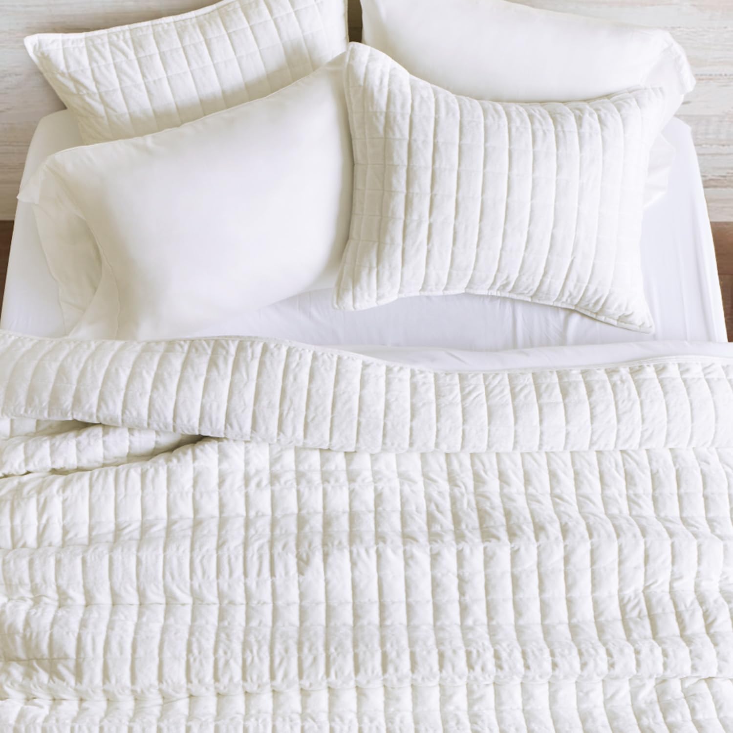 RECYCO velvet quilt set king channel stitch emphasizes durable, structured look.