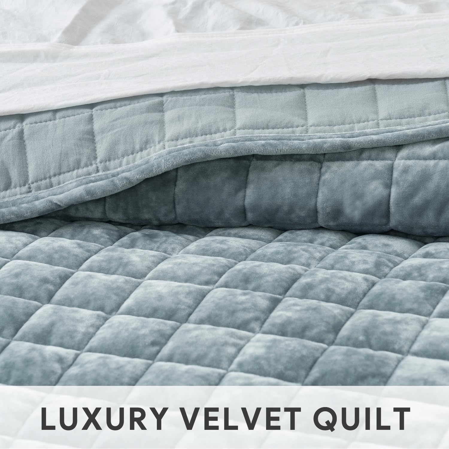 RECYCO velvet quilt set king edge stitching detail demonstrates durable construction