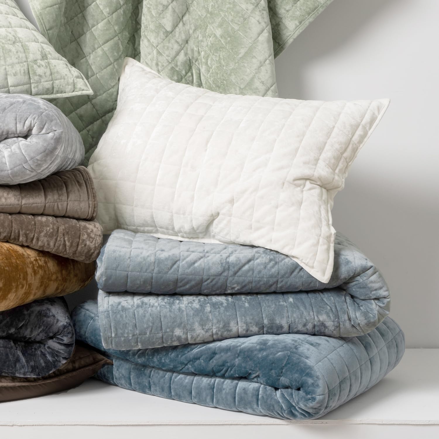 RECYCO velvet quilt set king two shams complete the coordinated look