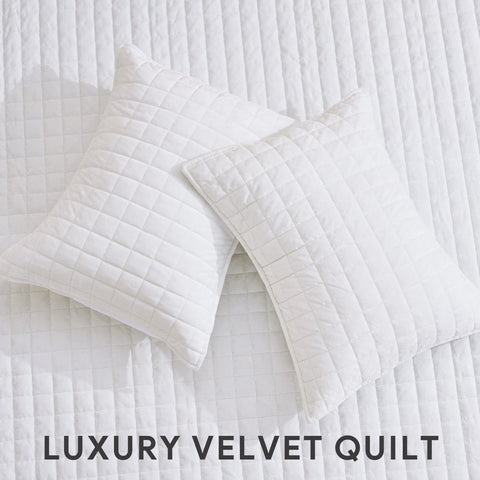 RECYCO velvet quilt set king two shams complete a coordinated look.