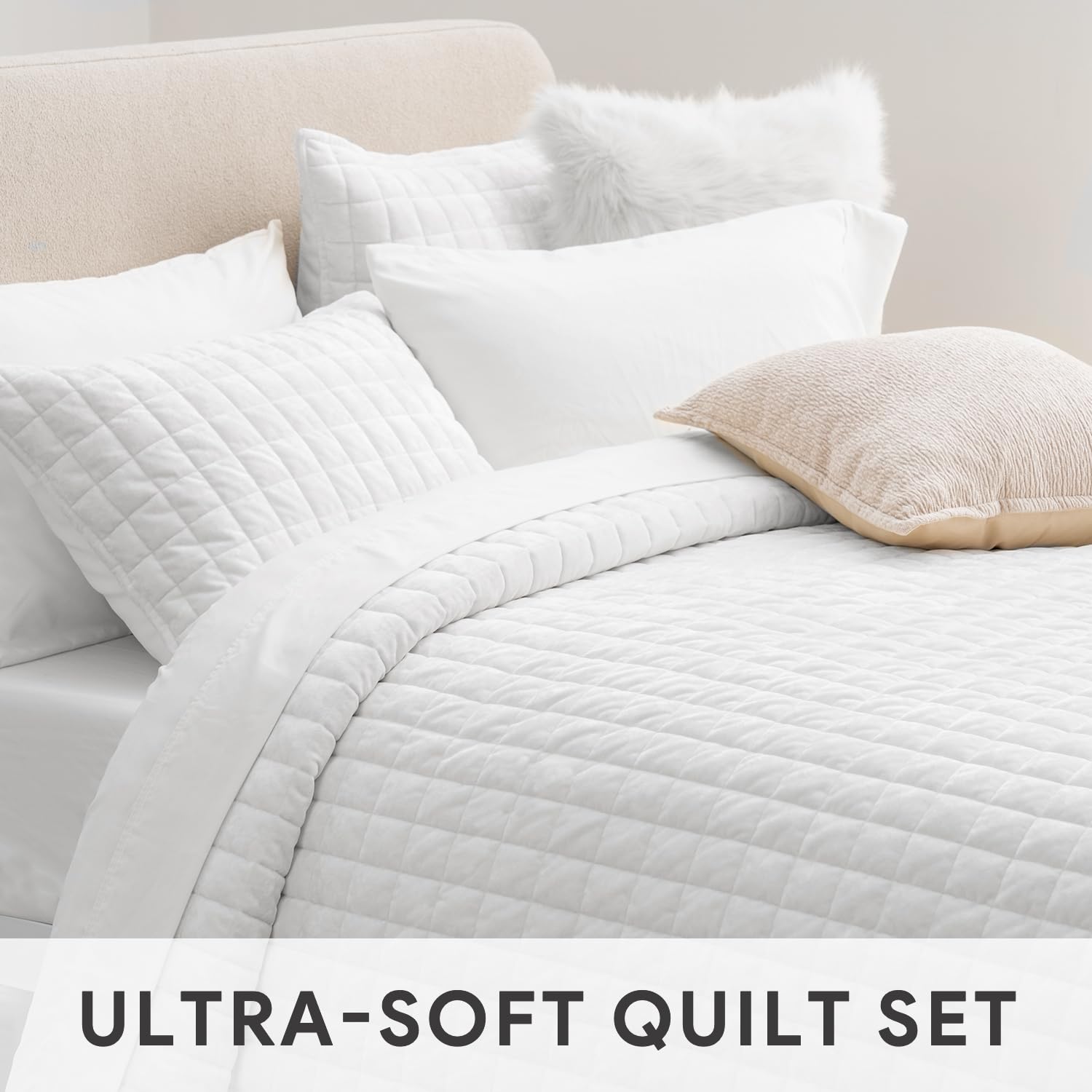 RECYCO velvet quilt set king wrapped edges reinforce durable seams.