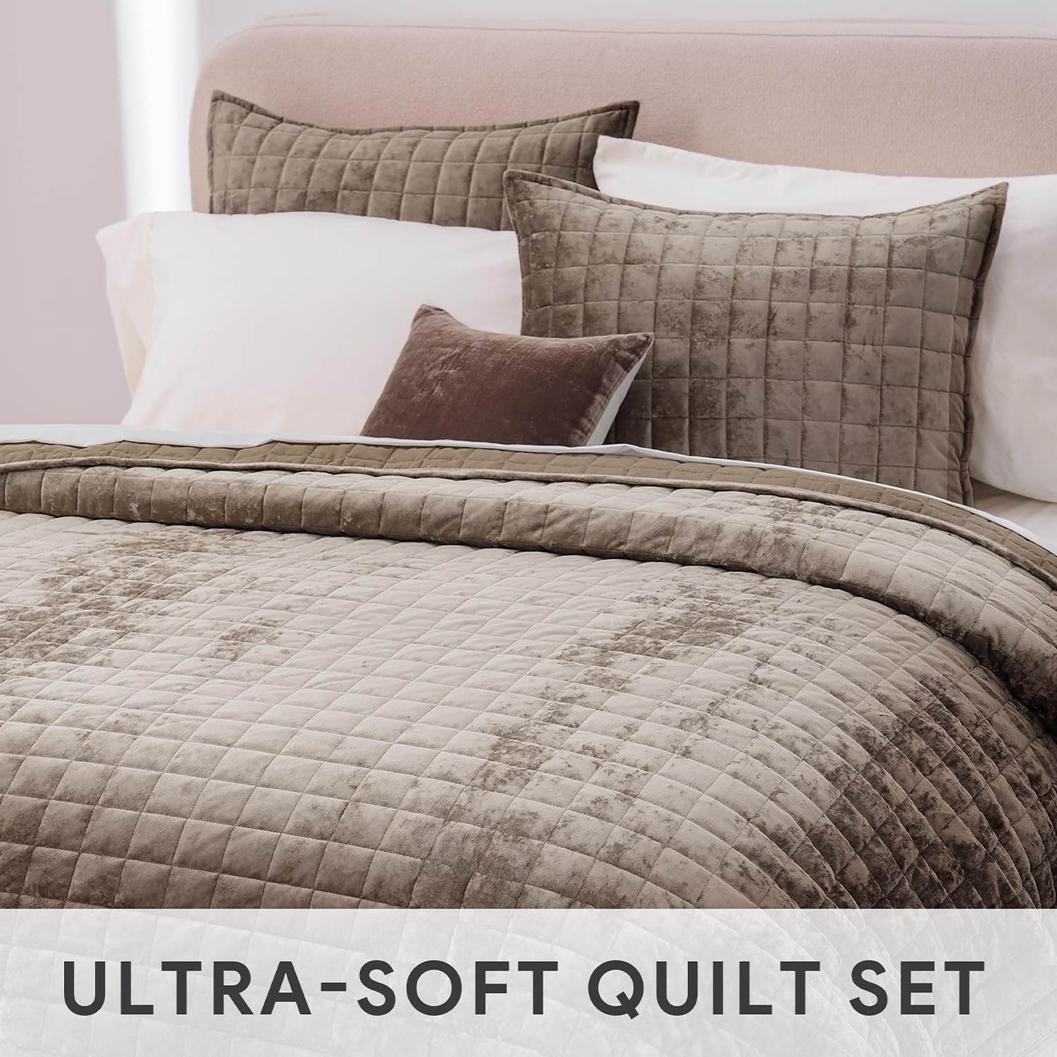 RECYCO velvet quilt set machine washable for easy care