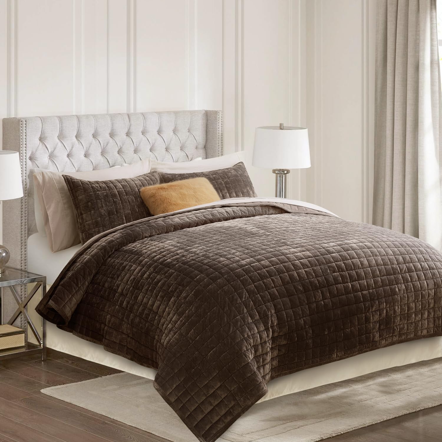 RECYCO walnut brown velvet texture close-up reveals luxurious soft fabric.