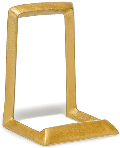 Red Co. 8in decorative metal plate easel in distressed gold for elegant tabletop display.