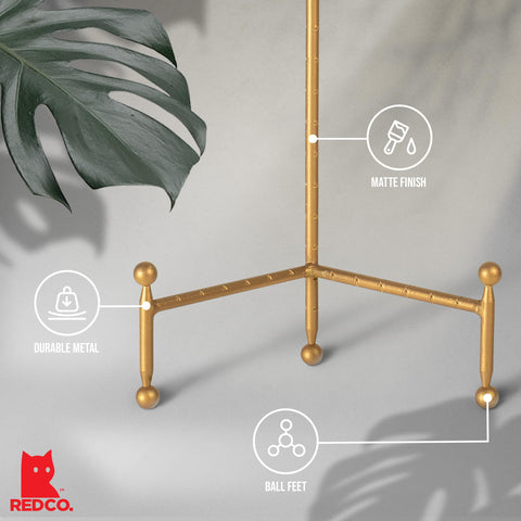 Red Co. table-top display stand gold for shelves and desks.