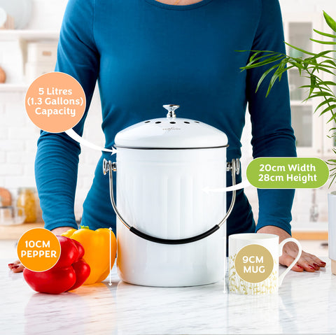 RED FACTOR 1.3-gallon capacity fits on most counters without clutter