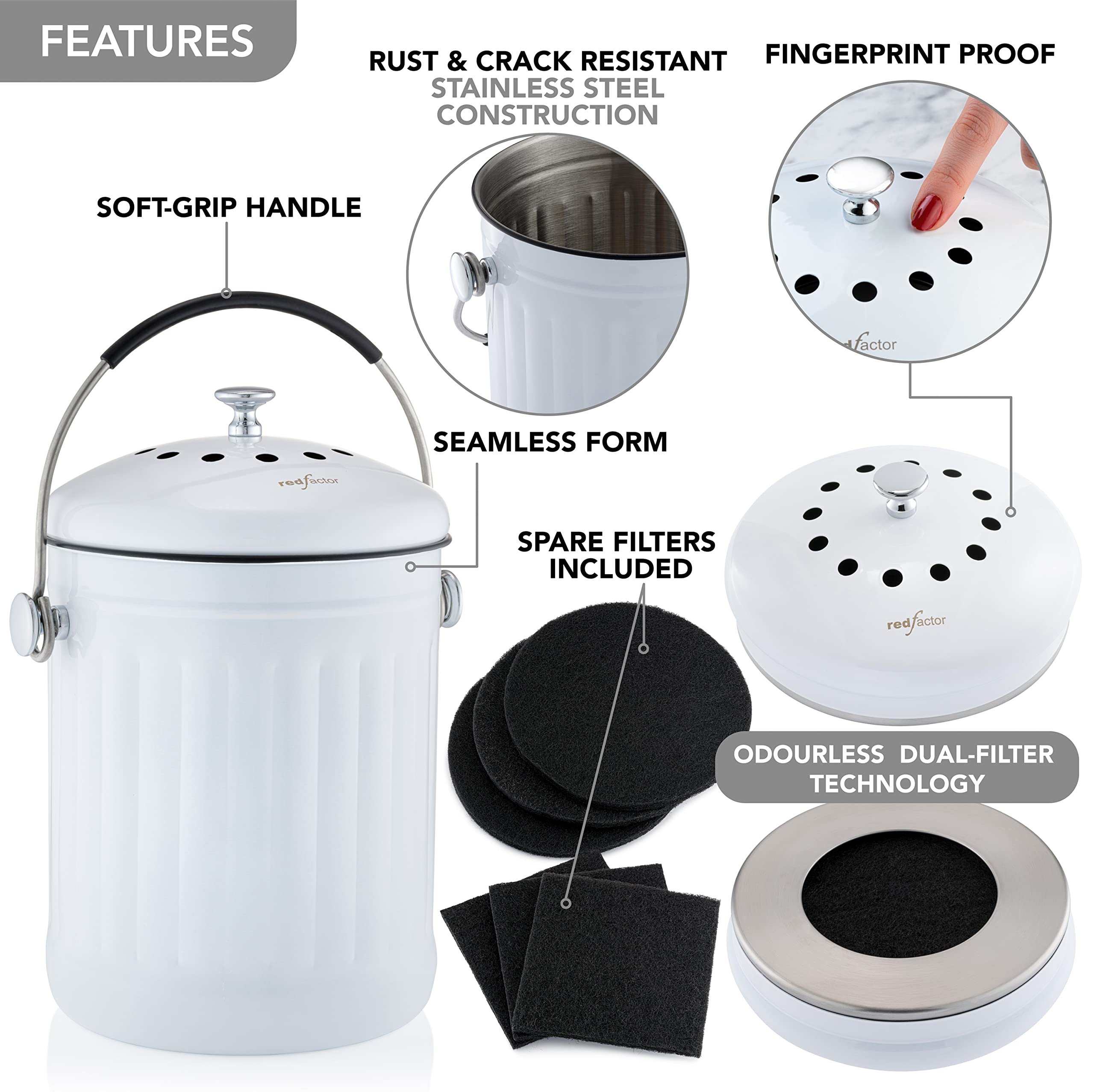 RED FACTOR easy-clean design stays hygienic with soap and water