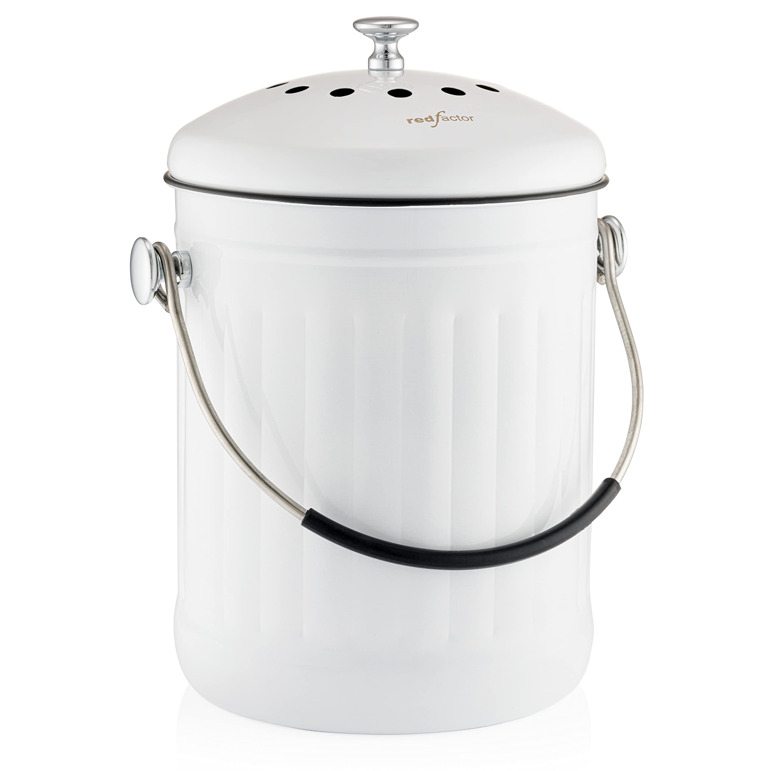 RED FACTOR premium compost bin with dome lid for easy countertop access