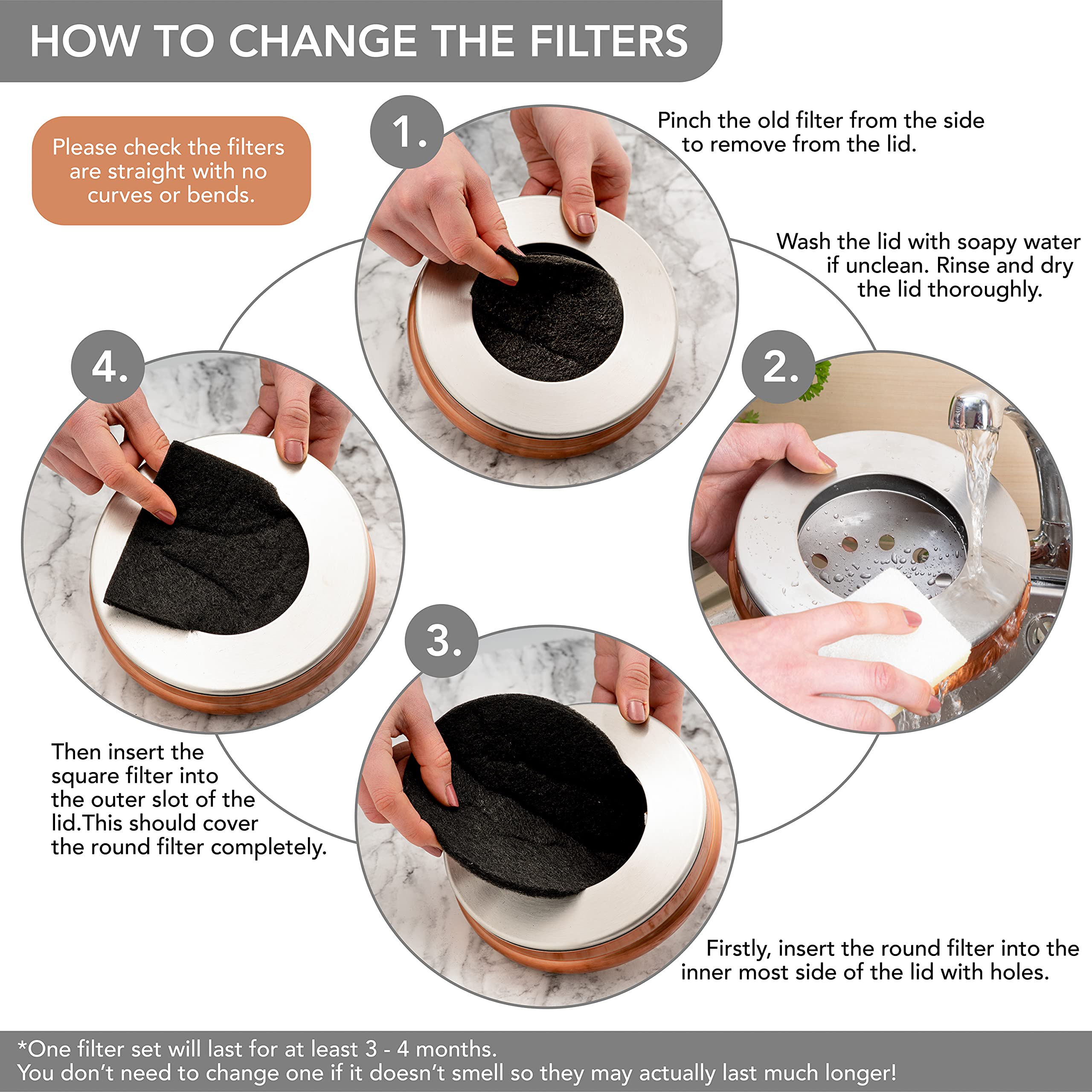 Spare filters included with RED FACTOR compost bin.