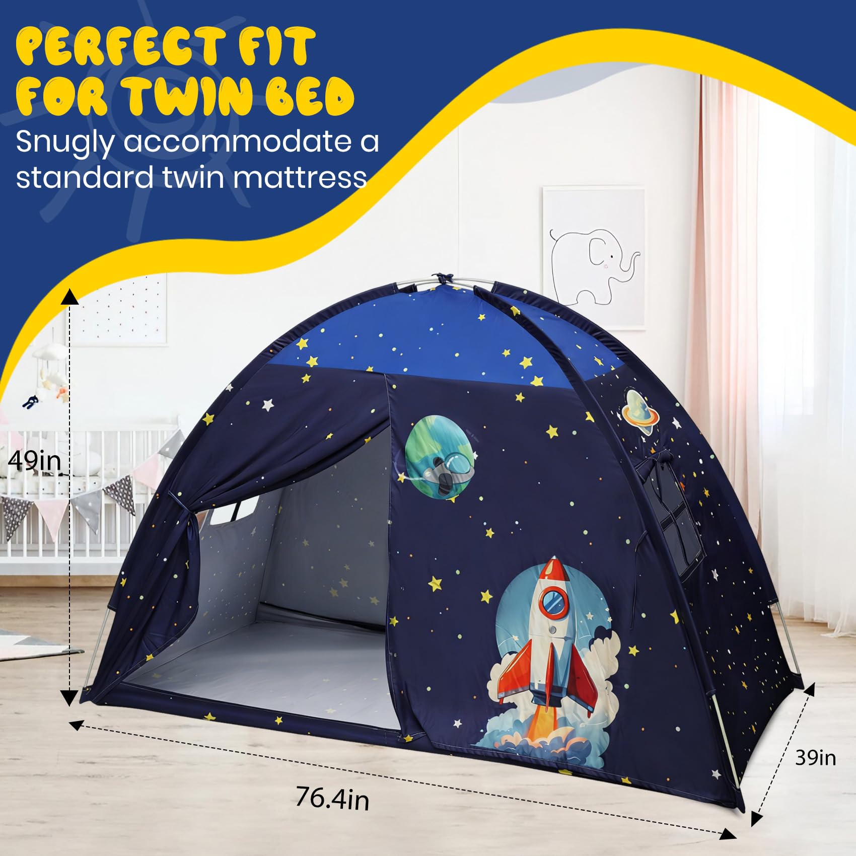 Redants twin bed tent offers a private reading nook for kids.