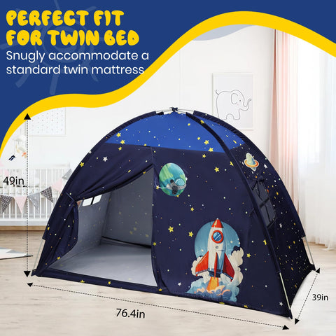 Redants twin bed tent offers a private reading nook for kids.