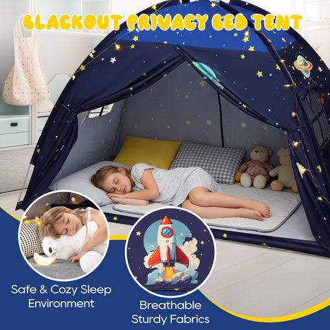 Redants twin bed tent features two windows and two doors for airflow.