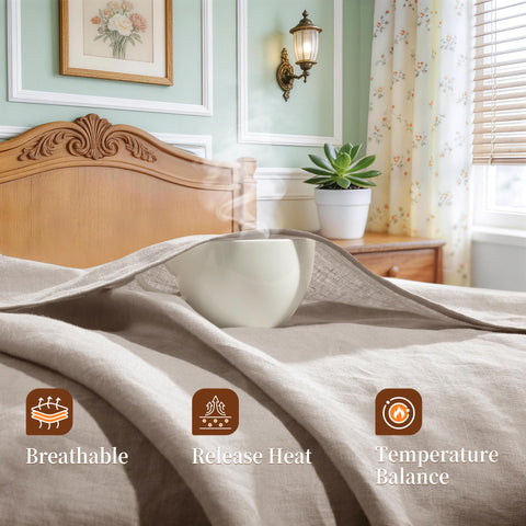 REDASW linen sheet set folded bundle ready for bed setup