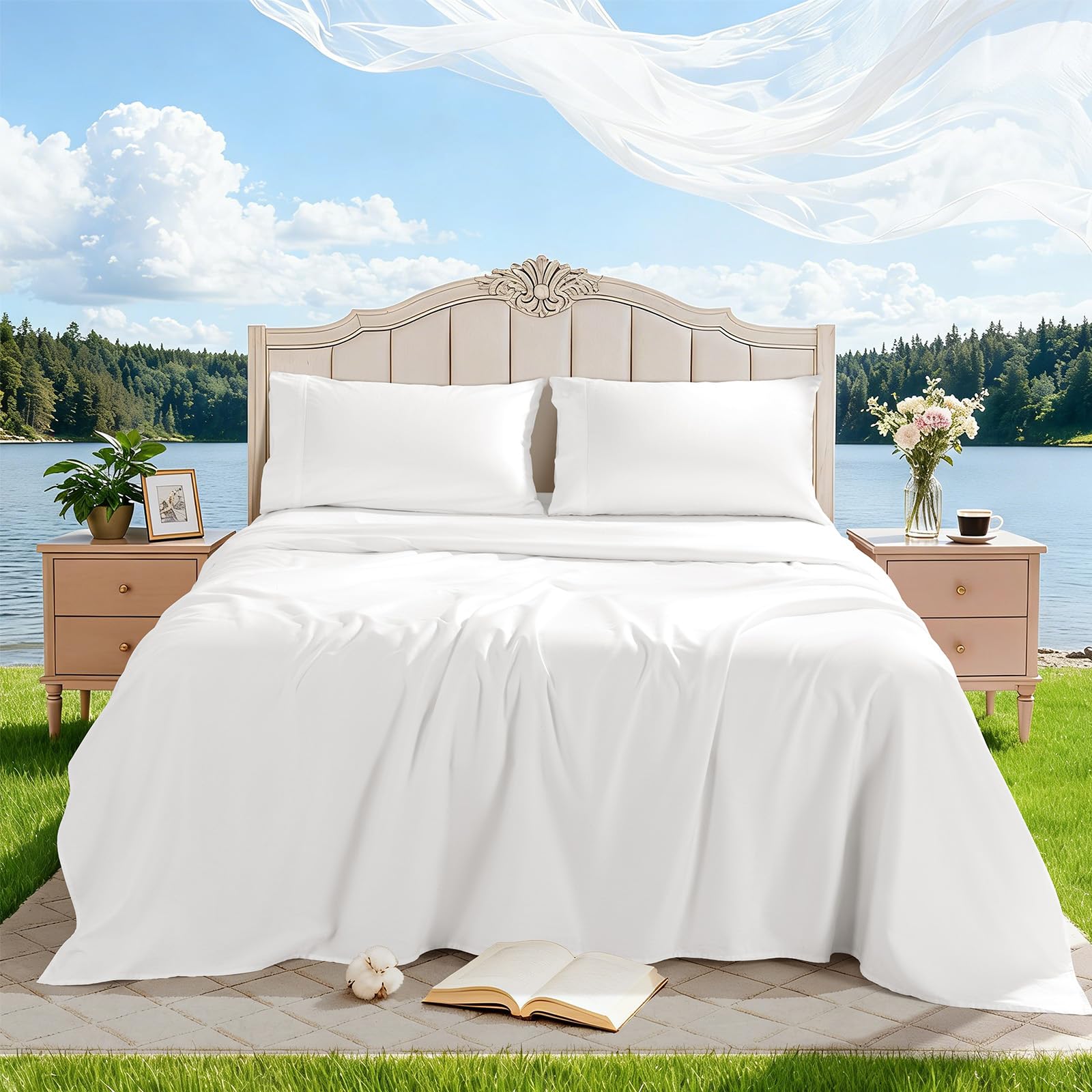 REDASW queen flat sheet 90x102 shows smooth, breathable foundation for bed making