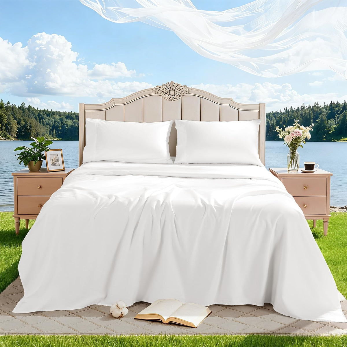 REDASW queen flat sheet 90x102 shows smooth, breathable foundation for bed making