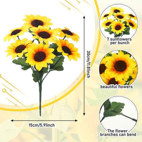 Redbaker fade-resistant plastic sunflowers stay bright without watering or pruning.