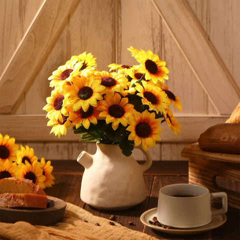 Redbaker uv-resistant sunflowers resist sun exposure for durable outdoor arrangements.