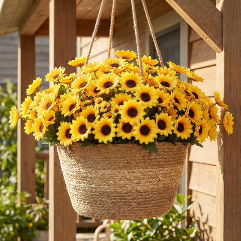 Redbaker yellow sunflowers 24-bundle offer vibrant, maintenance-free décor for year-round display.