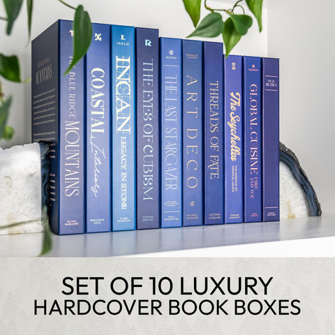 Redesigned Basics decorative books on a coffee table for stylish display.