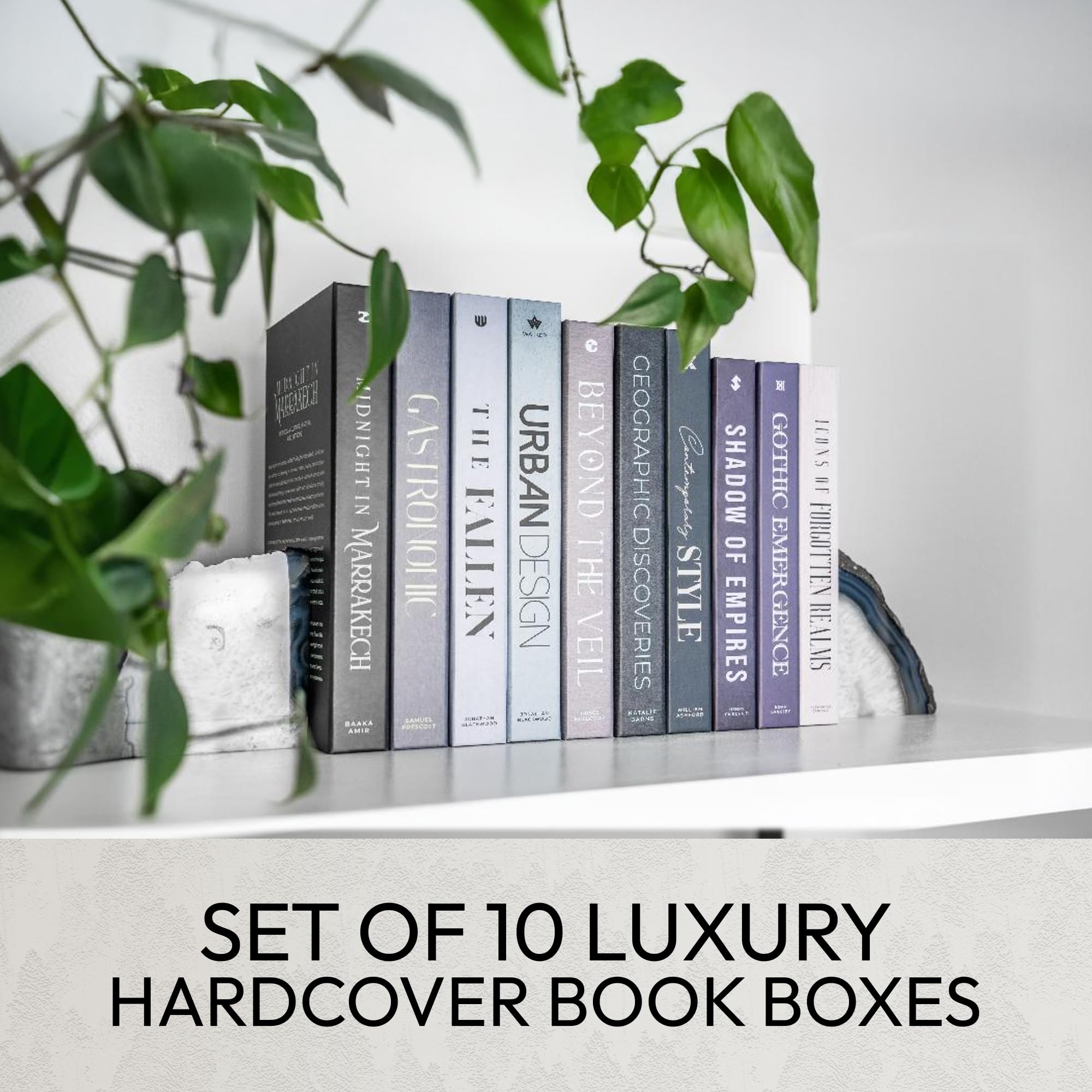 Redesigned Basics decorative books material texture closeup reveals premium finish.