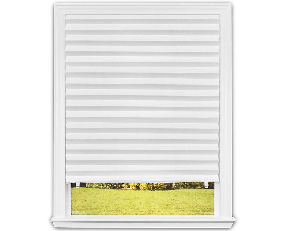 Redi Shade Original white shade filters light for privacy and UV protection.