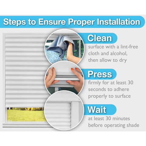 Redi Shade cordless operation with clips for a safe, clean look.