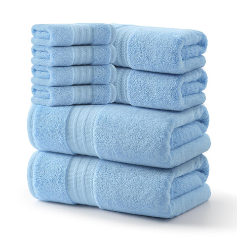 RedKiss 8-piece blue towels set with rich color and plush texture.