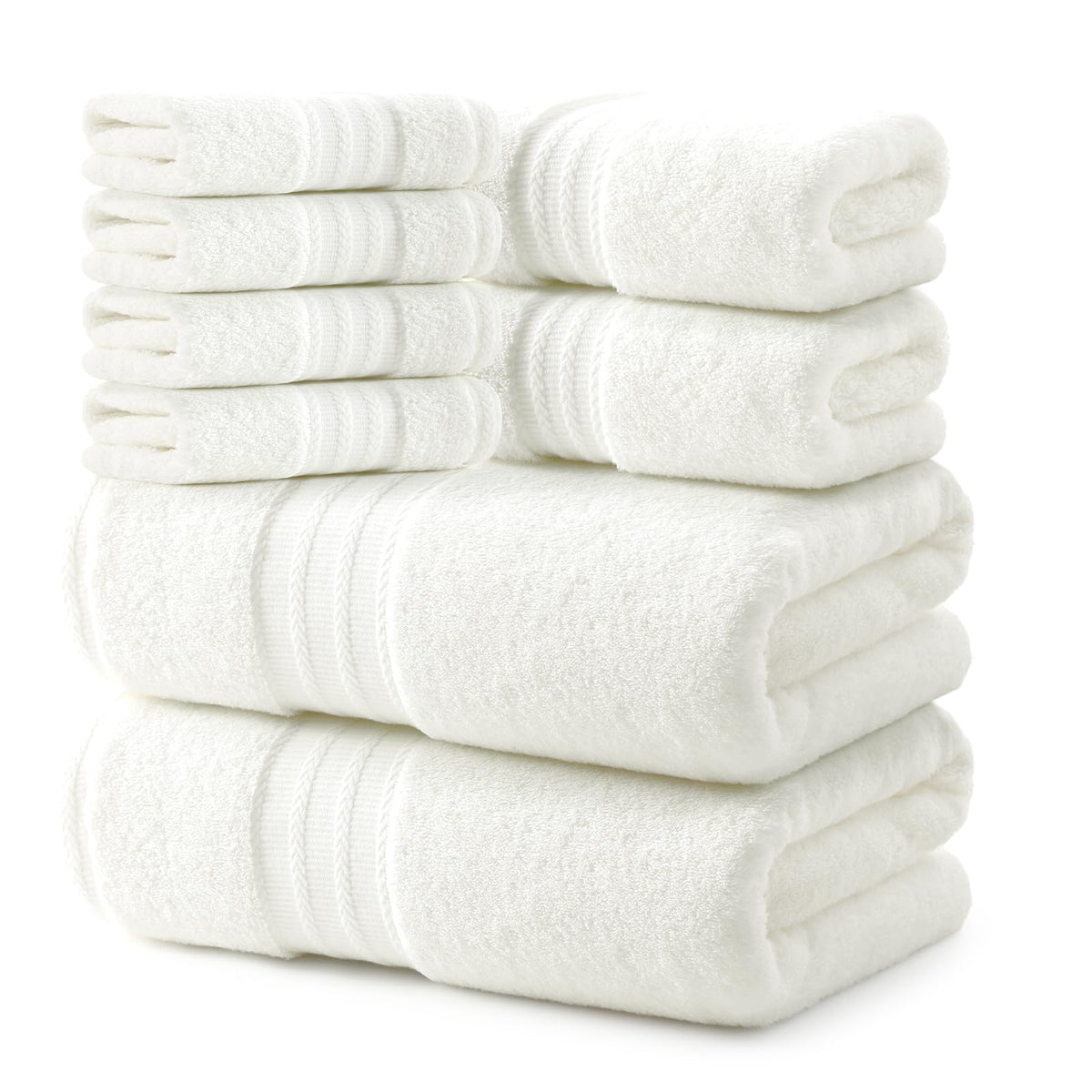 RedKiss 8-piece off-white towels set displayed for spa-like bathroom setup